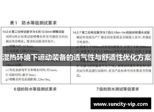 湿热环境下运动装备的透气性与舒适性优化方案